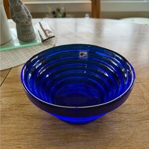 Vibrant Blenko Cobalt Blue Glass Art Bowl